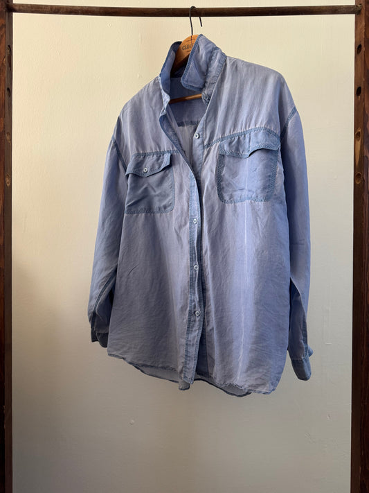 Vintage Denim Republic Silk Patch Pocket Shirt in Faded Blue