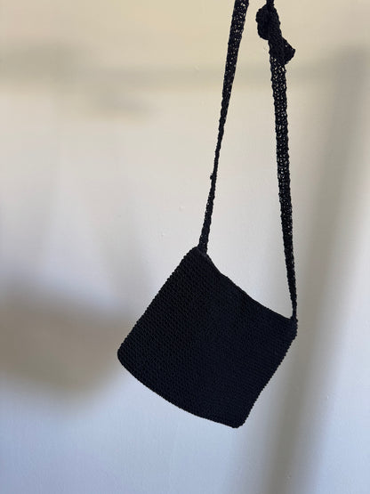 Vintage Loop Bag with Flowers in Black