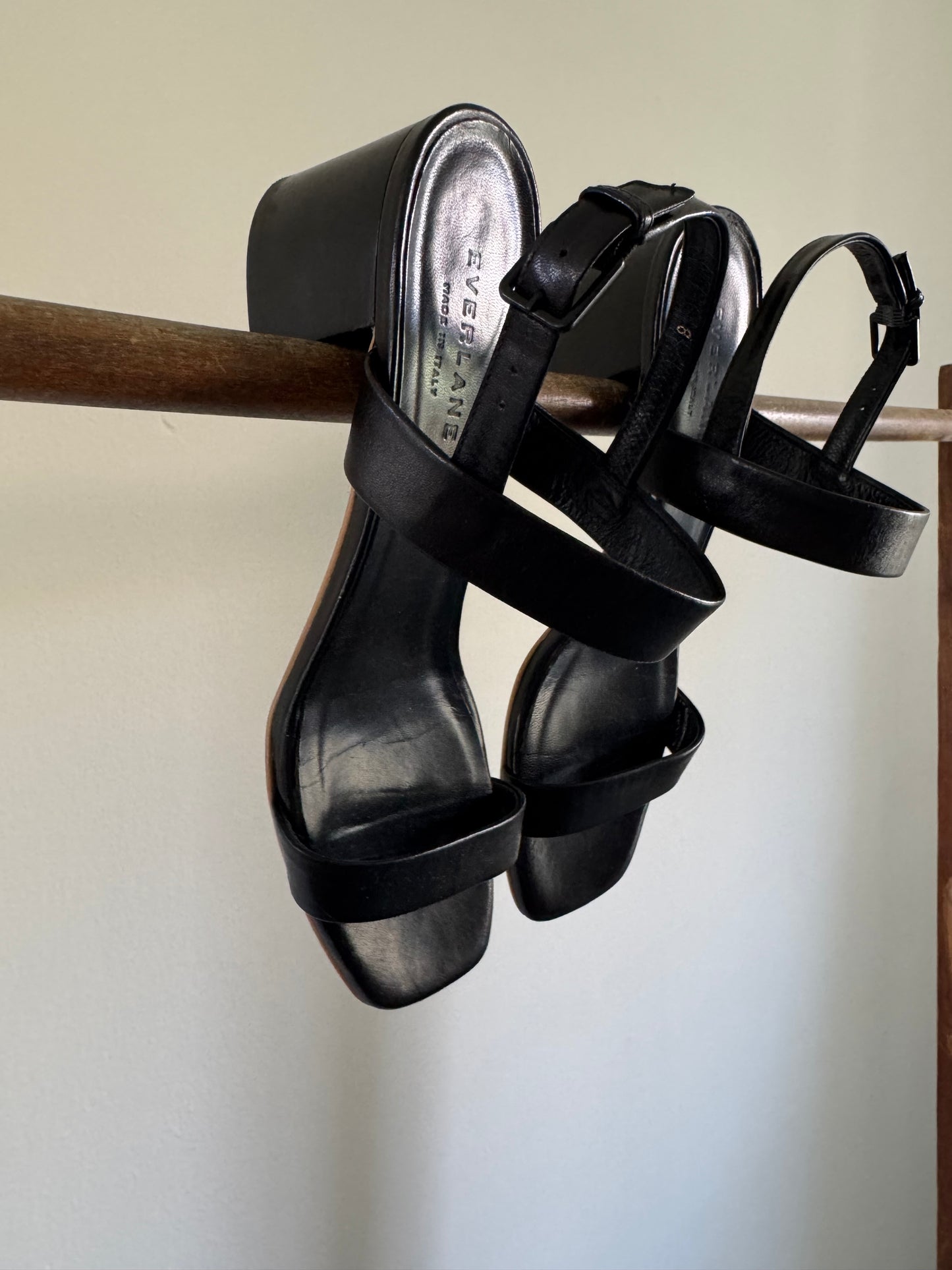 Reclaimed Everlane Leather Sandals in Black