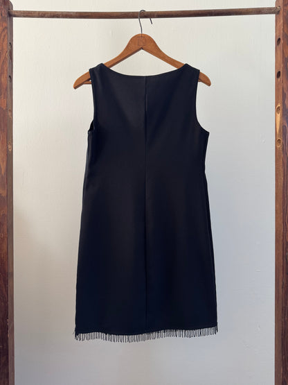 Vintage Jalate Mini Shift Dress in Black with Beaded Hem