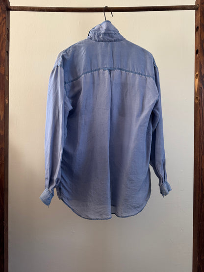 Vintage Denim Republic Silk Patch Pocket Shirt in Faded Blue