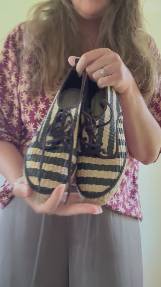 Loeffler Randall Raffia Espadrilles in Black/Tan