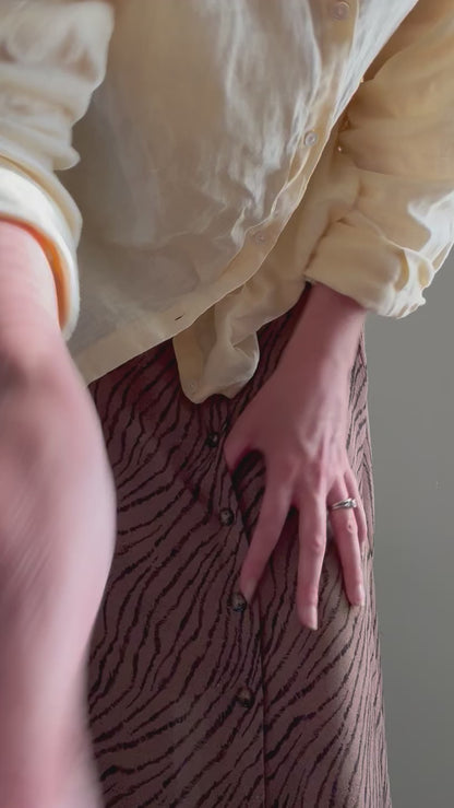 Vintage NY Gard Animal Print Long Swing Skirt in Nouget