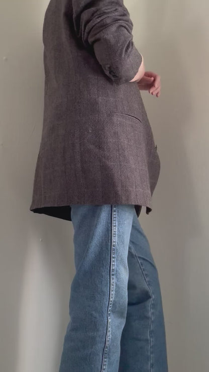 Vintage Pierre Cardin Silk Sport Coat in Black/Lavender Tweed