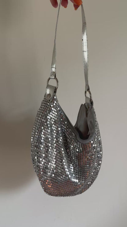 Metal Mesh Y2K Vibes Handbag in Silver