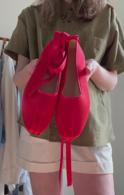Reclaimed NWOT J.Crew Satin Ballet Flats in Red