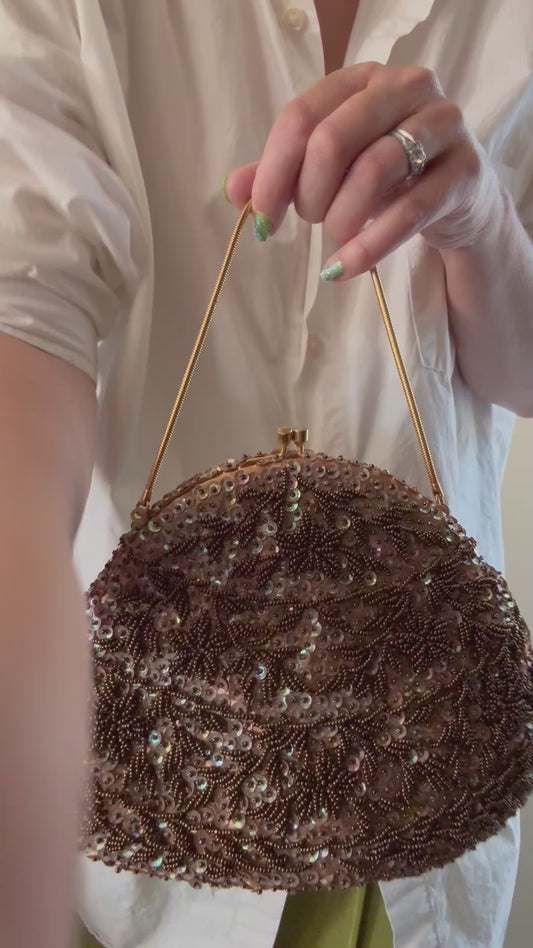 Vintage Beaded Purse in Copper