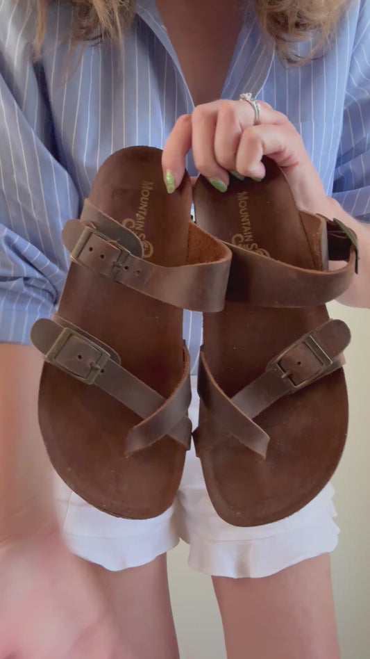 Reclaimed Mountain Sole Leather Sandals in Chocolate size 7